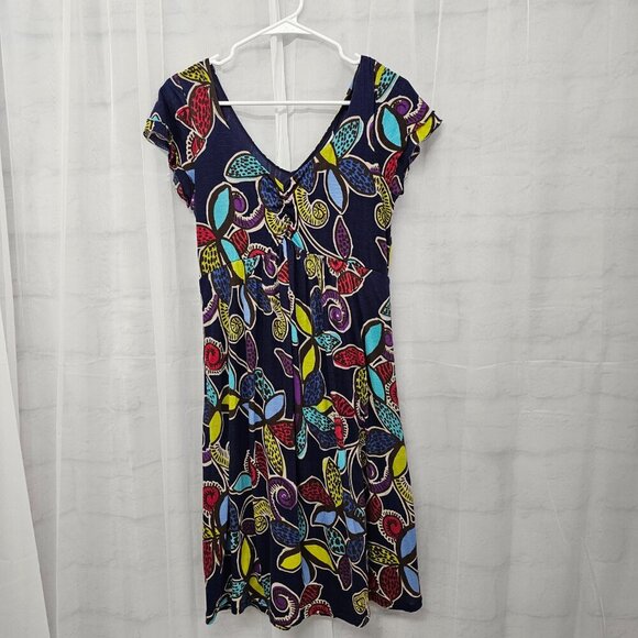 Boden Blue Purple Abstract Leaf Print Jersey Dress Boho Babydoll Y2K Artsy 8 - Picture 8 of 13